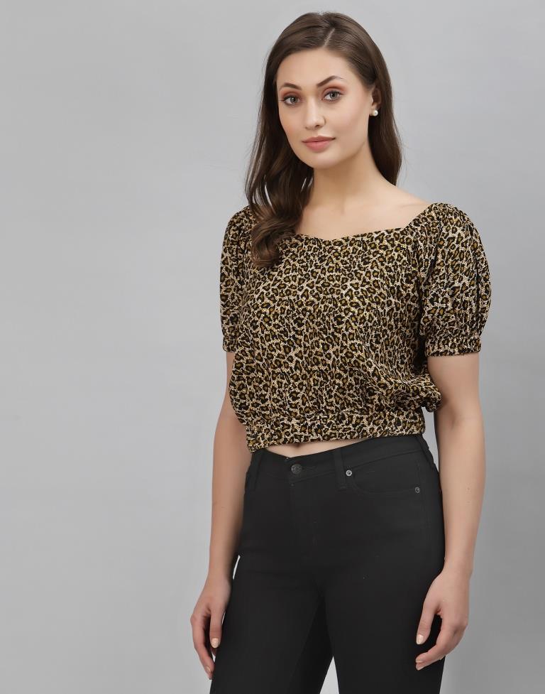 Brown Animal Printed Top | Sudathi