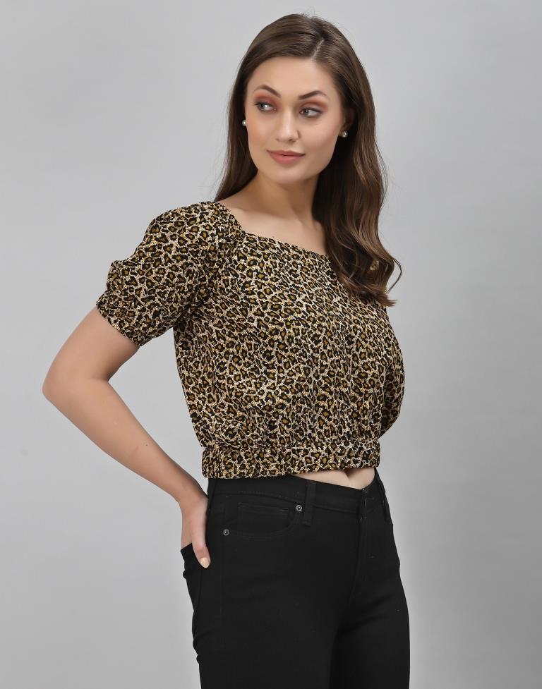 Brown Animal Printed Top | Sudathi