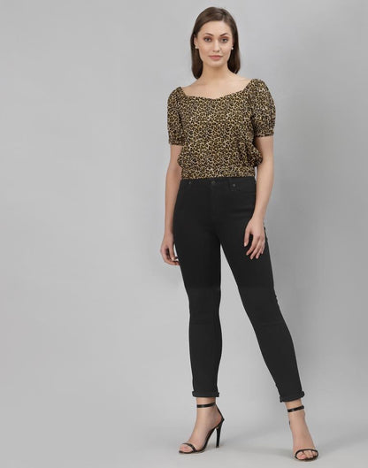 Brown Animal Printed Top | Sudathi