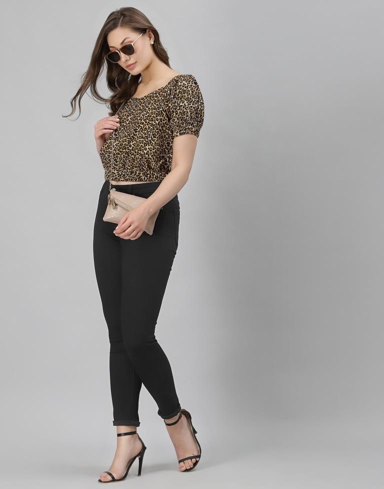 Brown Animal Printed Top | Sudathi