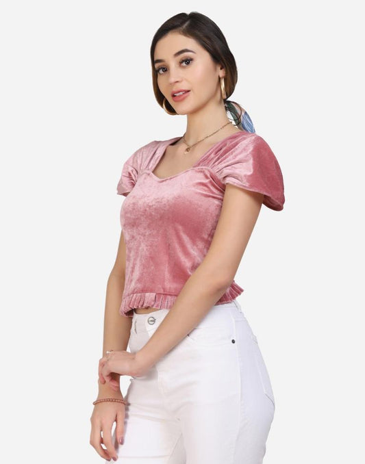 Dusty Pink Velvet Top | Sudathi