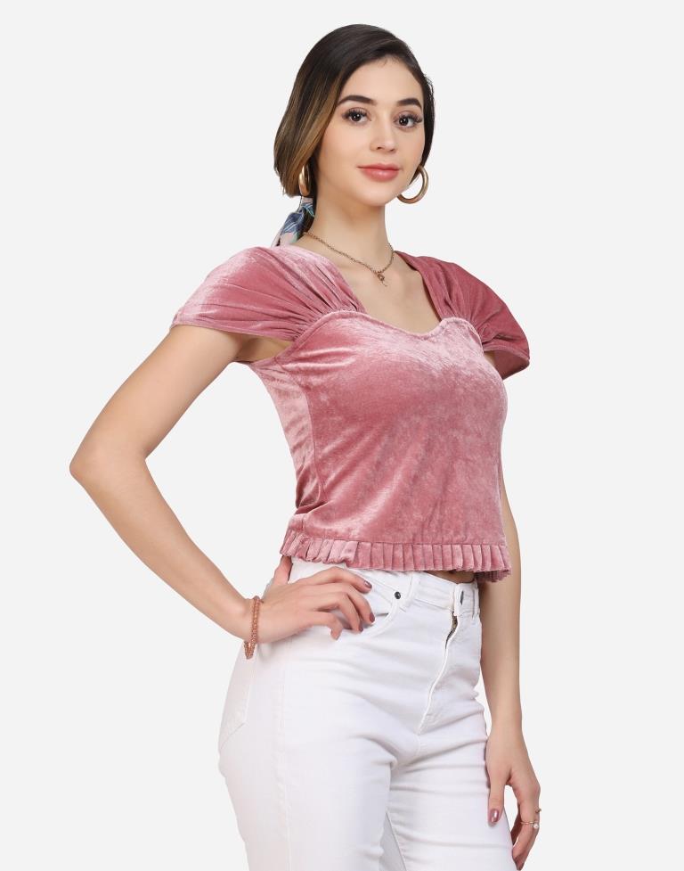 Dusty Pink Velvet Top | Sudathi