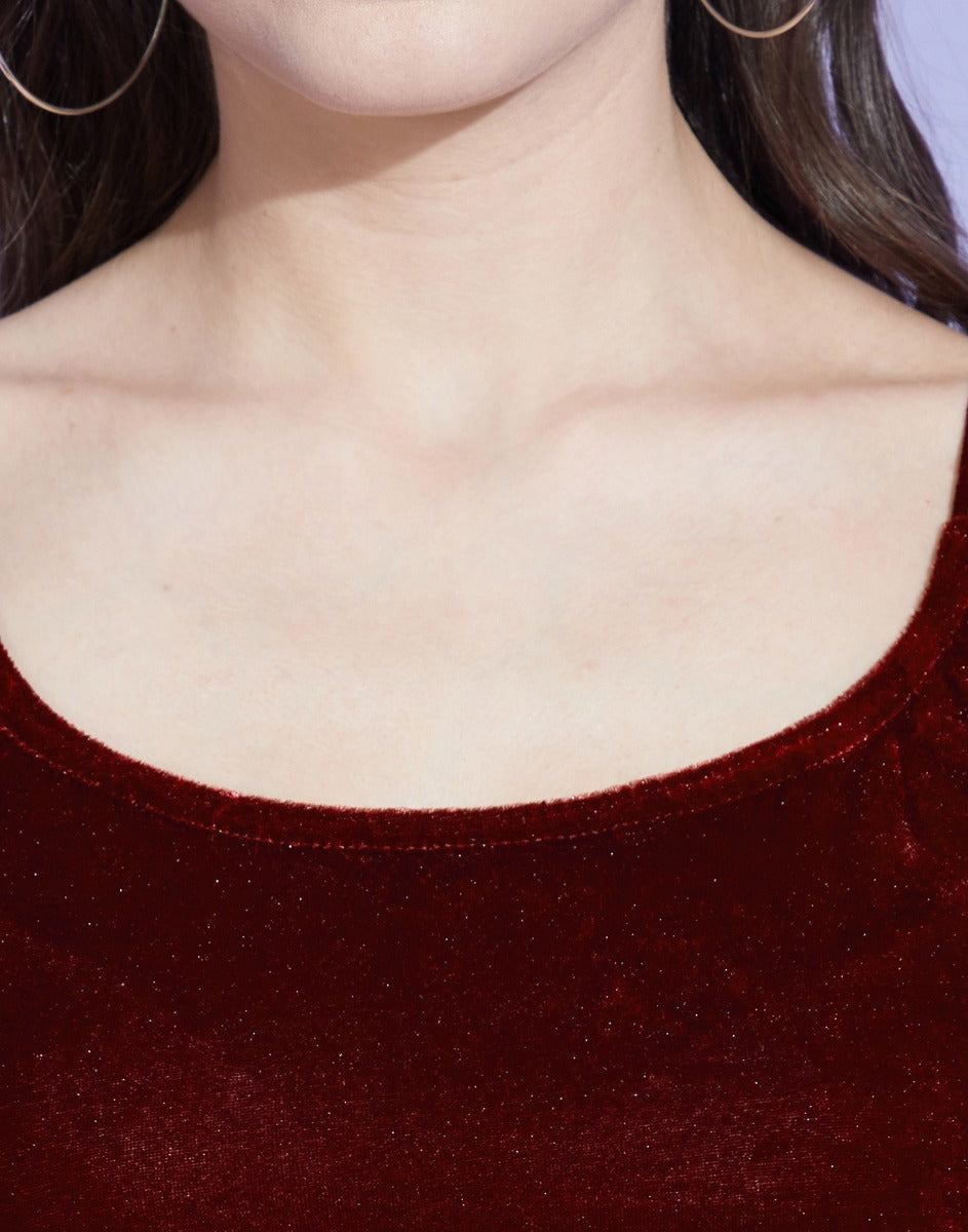 Maroon Velvet Short Dress | Sudathi