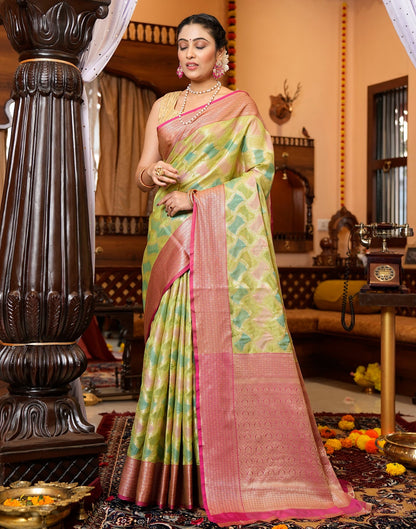 Dark Green Banarasi Silk Saree | Leemboodi
