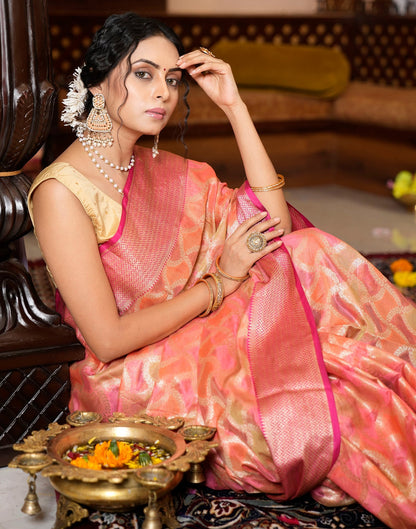 Pink Banarasi Silk Saree | Leemboodi