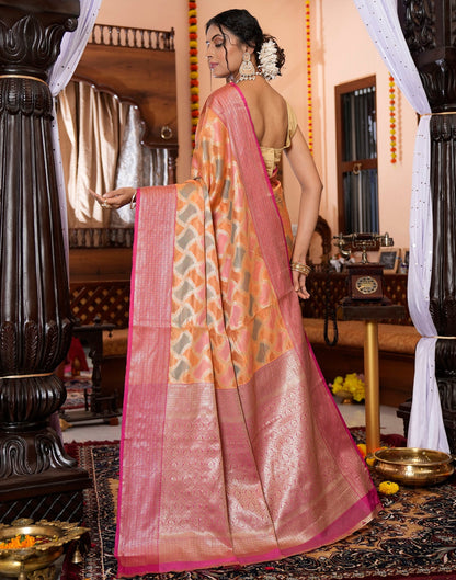 Orange Banarasi Silk Saree | Leemboodi