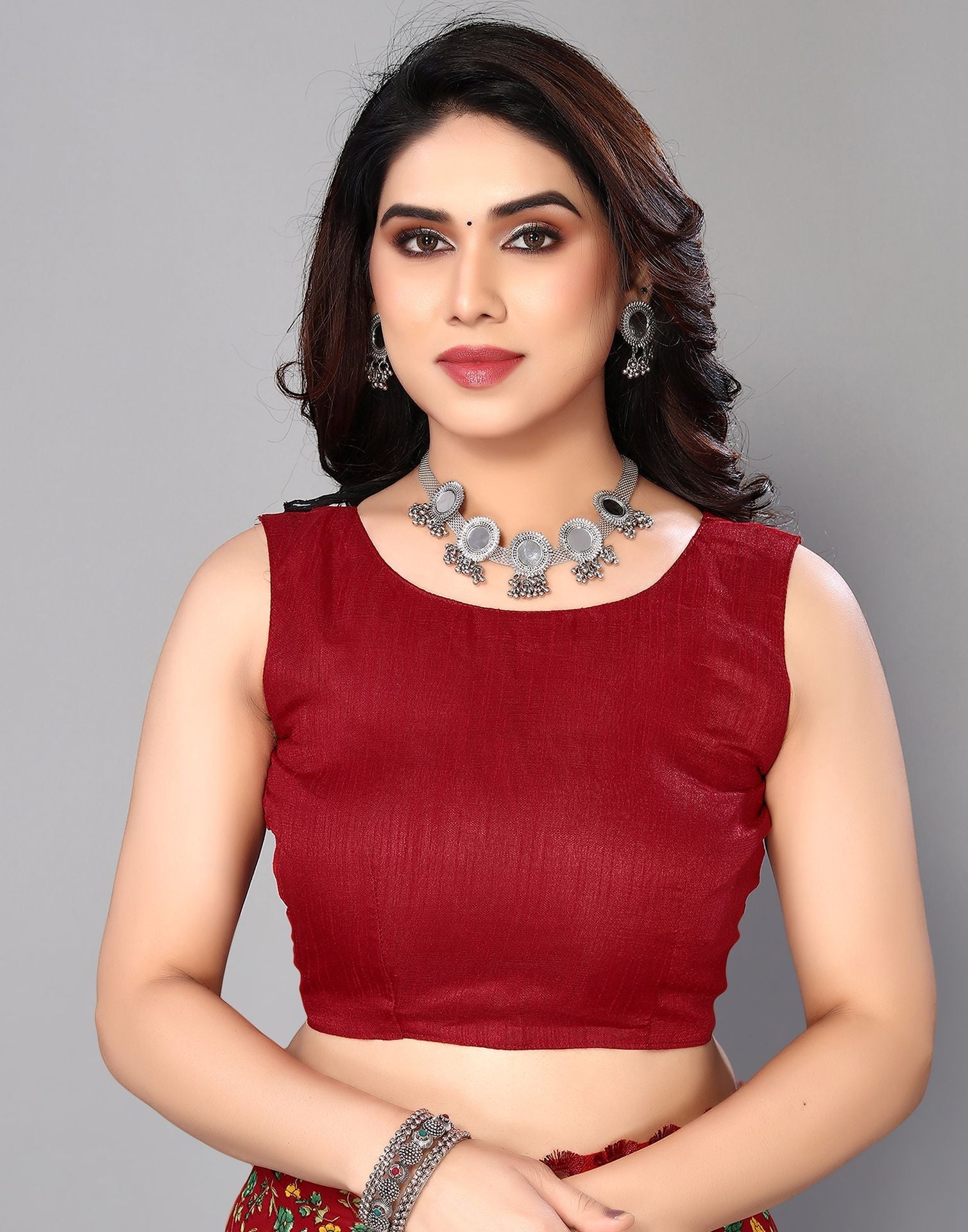 Maroon Printed Saree | Sudathi