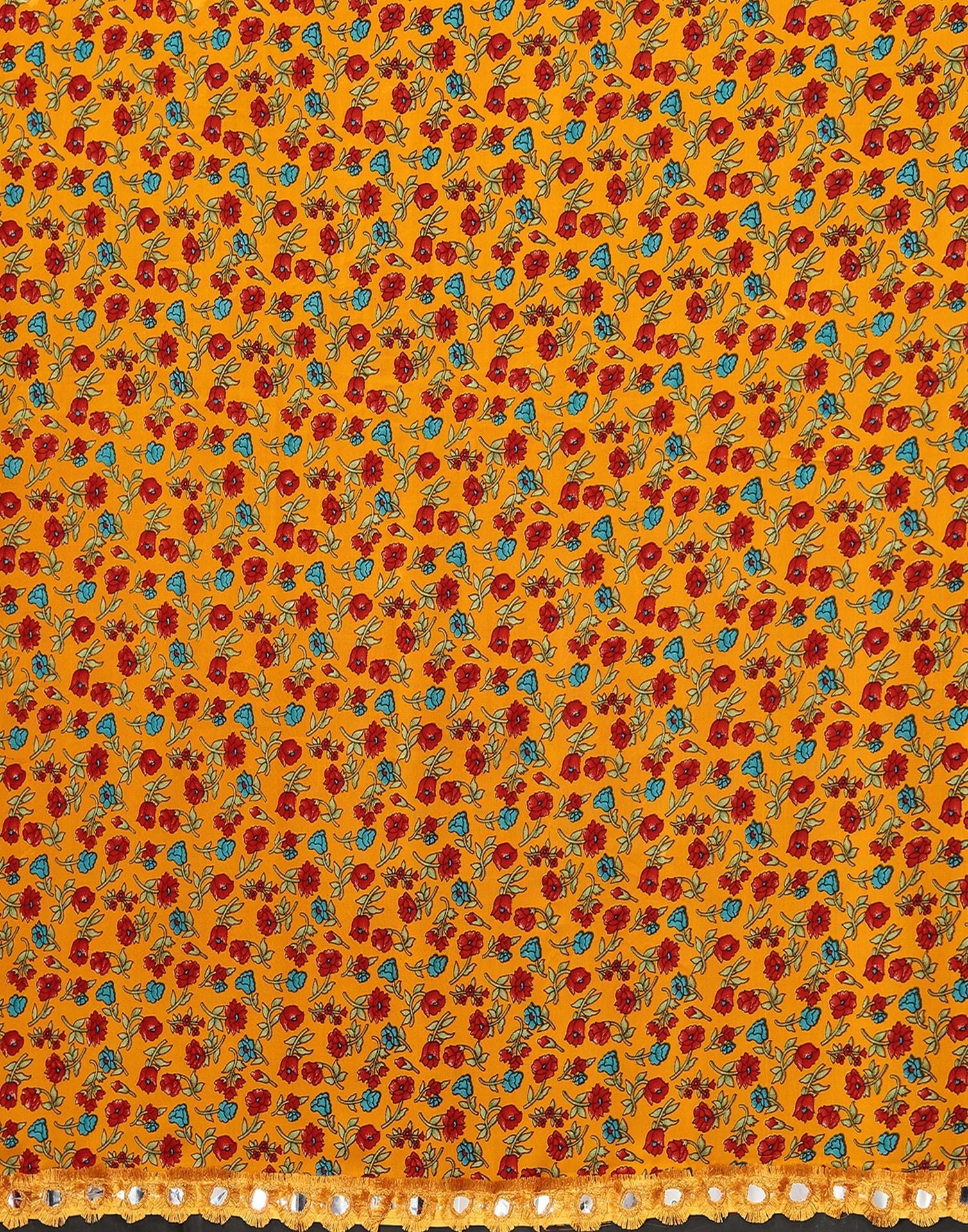 Orange Printed Saree | Sudathi