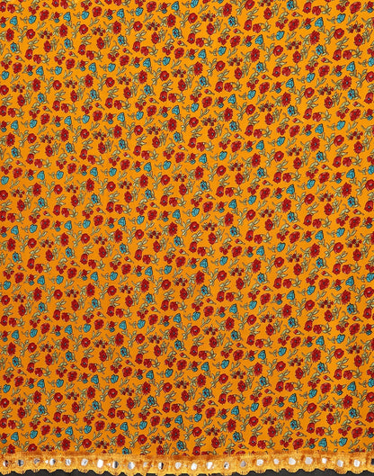 Orange Printed Saree | Sudathi