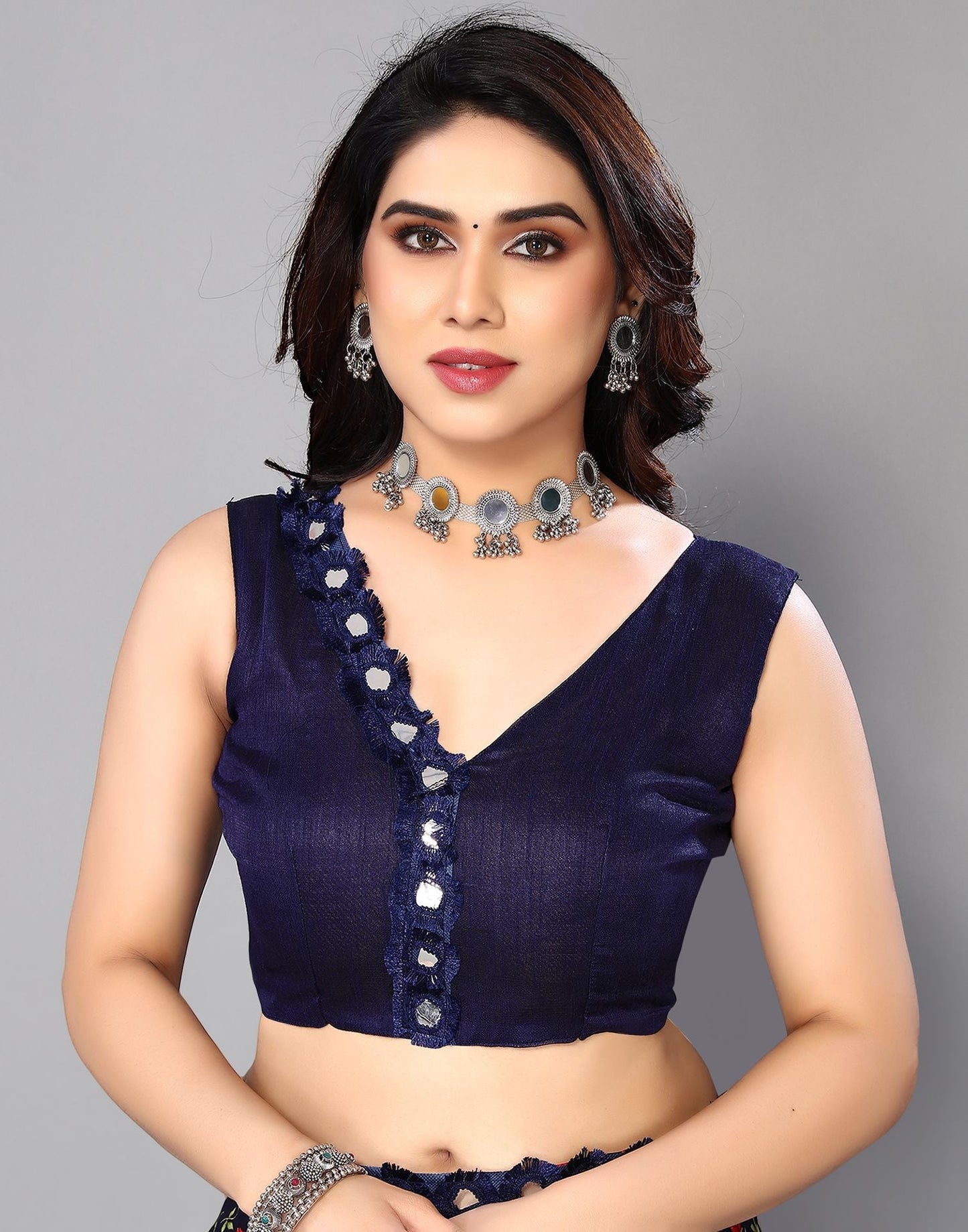 Navy Blue Printed Saree | Sudathi