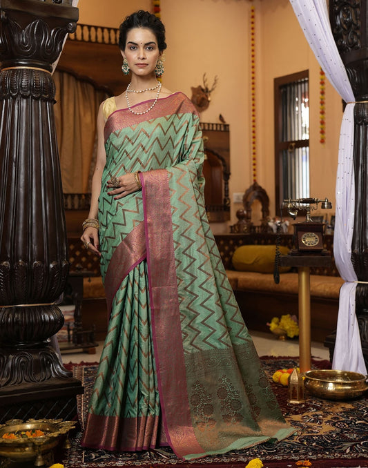 Green Banarasi Silk Saree | Leemboodi