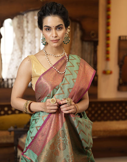 Green Banarasi Silk Saree | Leemboodi