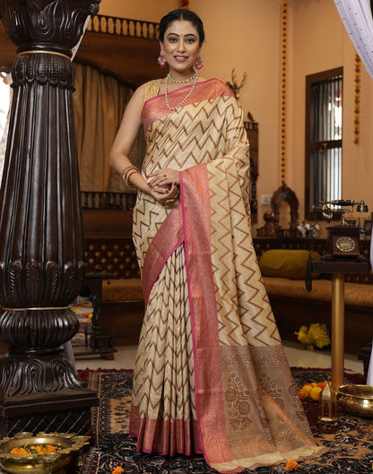 Cream Banarasi Silk Saree | Leemboodi