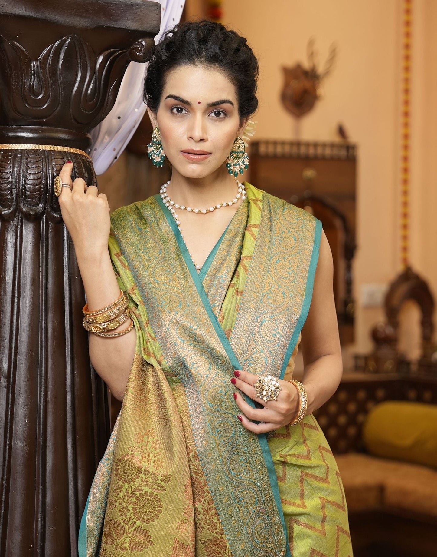 Green Banarasi Silk Saree | Leemboodi
