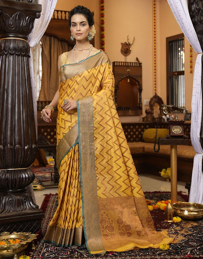 Yellow Banarasi Silk Saree | Leemboodi