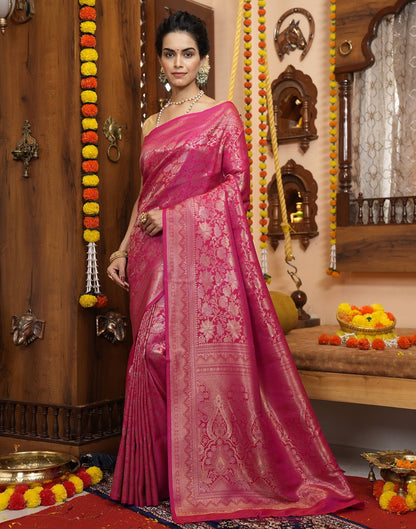 Pink Banarasi Silk Saree | Leemboodi