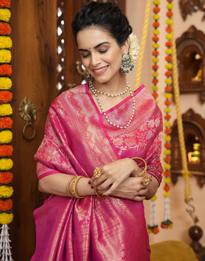Pink Banarasi Silk Saree | Leemboodi