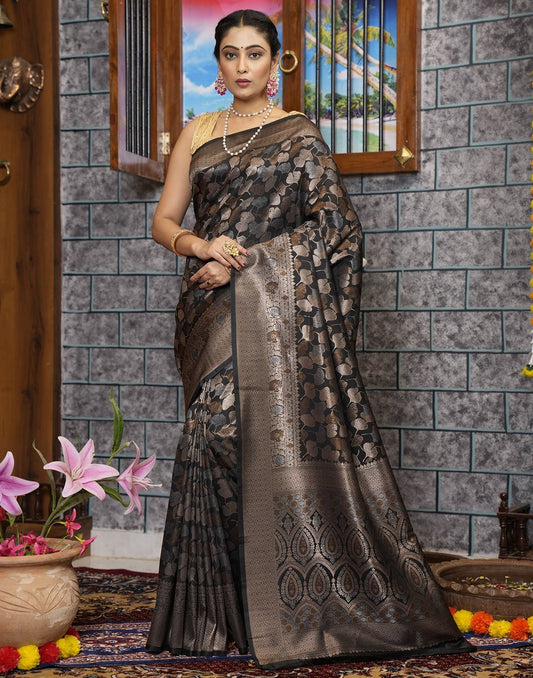 Black Banarasi Silk Saree | Leemboodi