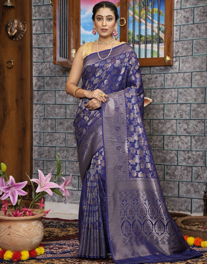 Blue Banarasi Silk Saree | Leemboodi