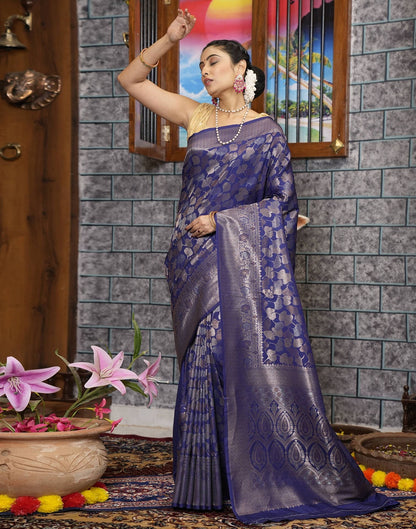 Blue Banarasi Silk Saree | Leemboodi