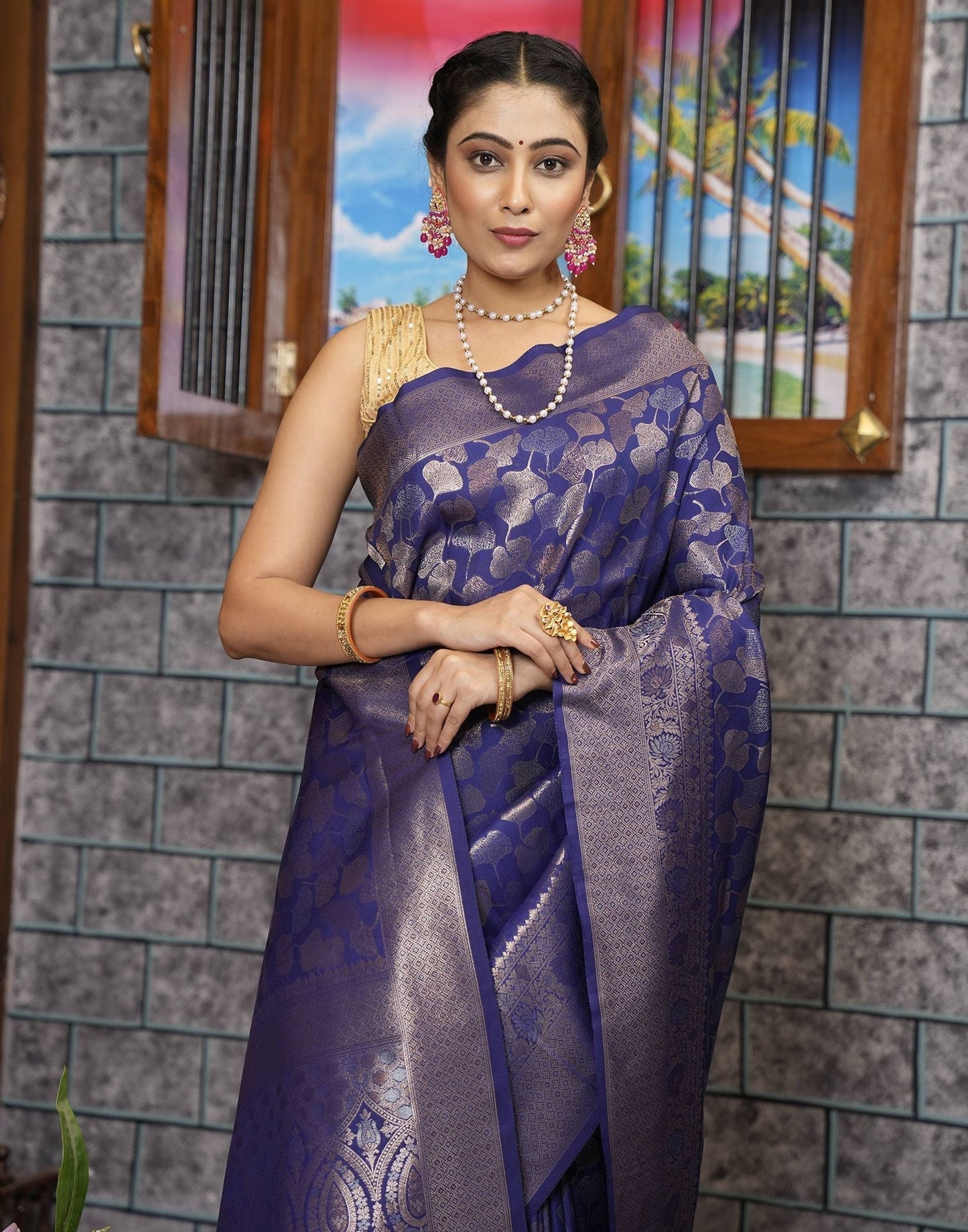 Blue Banarasi Silk Saree | Leemboodi