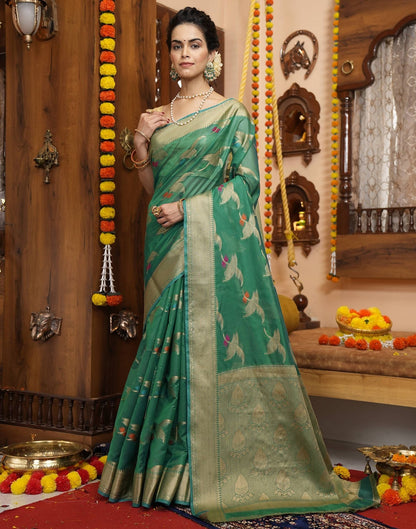 Green Banarasi Silk Saree | Leemboodi