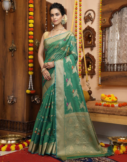 Green Banarasi Silk Saree | Leemboodi