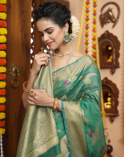 Green Banarasi Silk Saree | Leemboodi