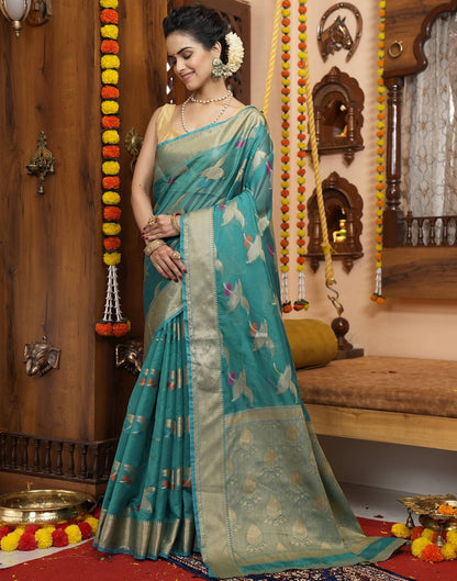 Rama Green Banarasi Silk Saree | Leemboodi