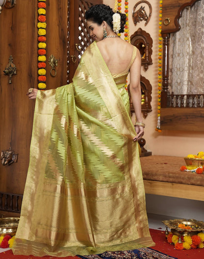 Perrot Green Banarasi Silk Saree | Leemboodi