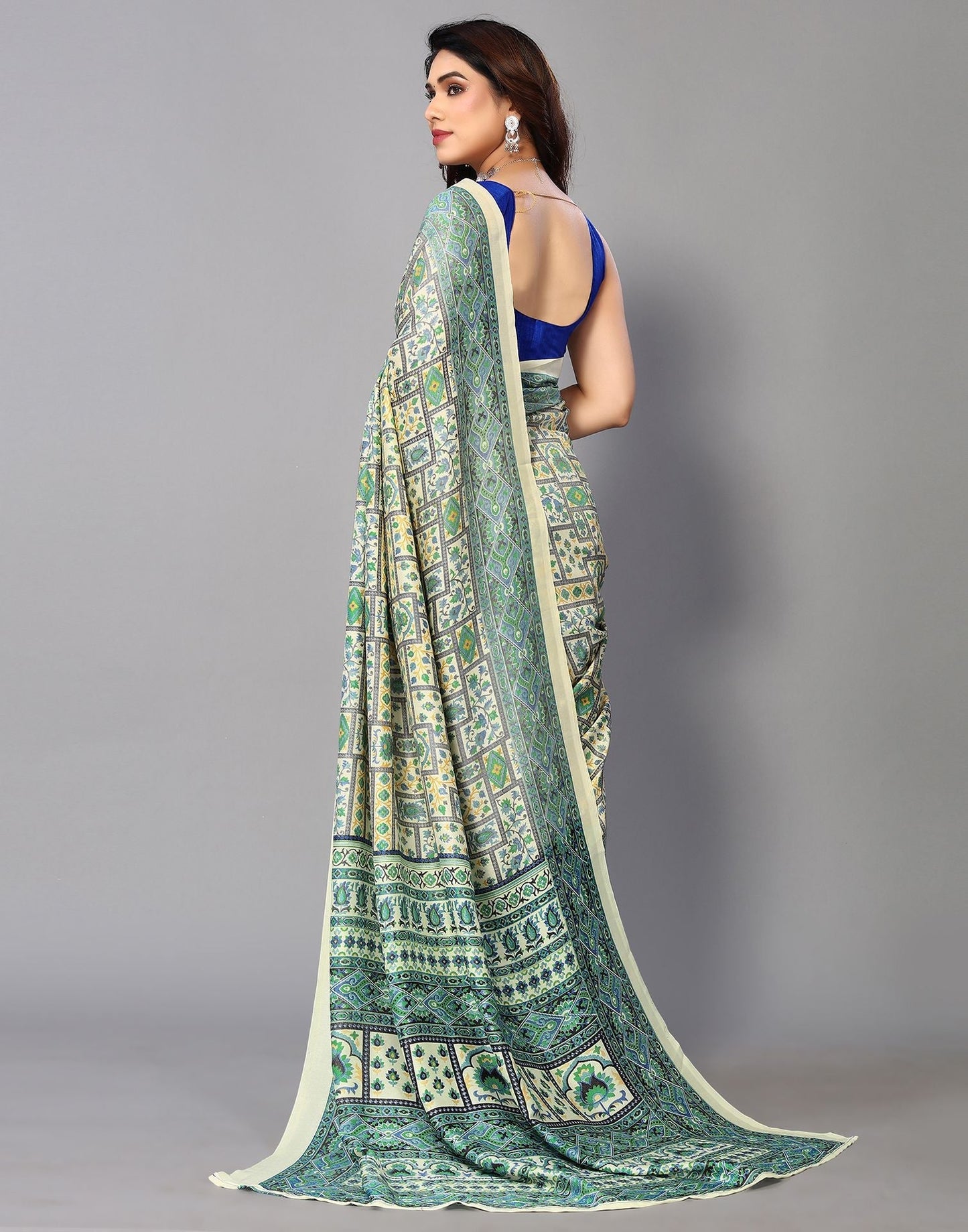 Cream Printed Saree | Sudathi