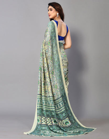 Cream Printed Saree | Sudathi