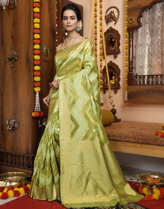 Light Green Banarasi Silk Saree | Leemboodi