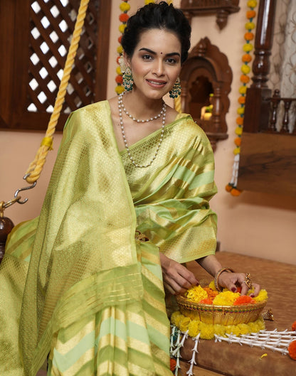 Light Green Banarasi Silk Saree | Leemboodi