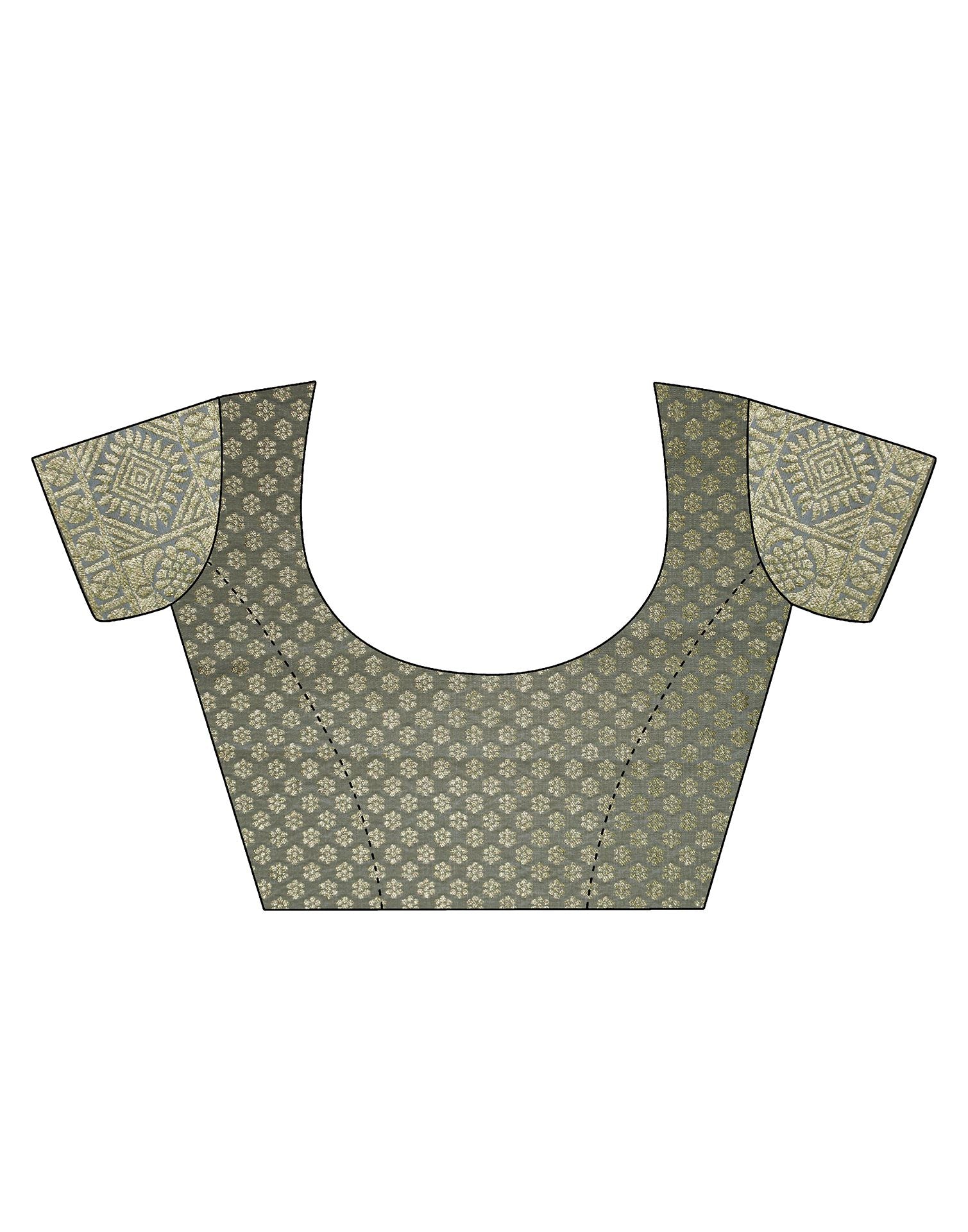 Light Grey Banarasi Silk Saree | Leemboodi