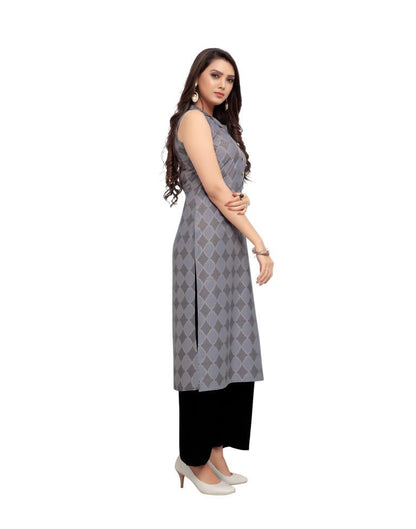 Grey Foil Printed Rayon Kurti | Leemboodi