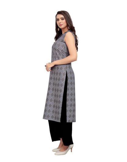 Grey Foil Printed Rayon Kurti | Leemboodi