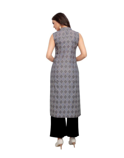 Grey Foil Printed Rayon Kurti | Leemboodi