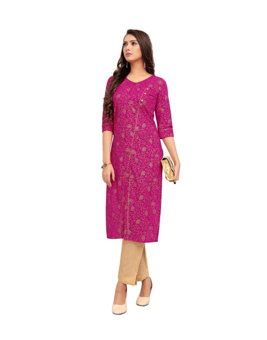 Pink Foil Printed Rayon Kurti | Sudathi