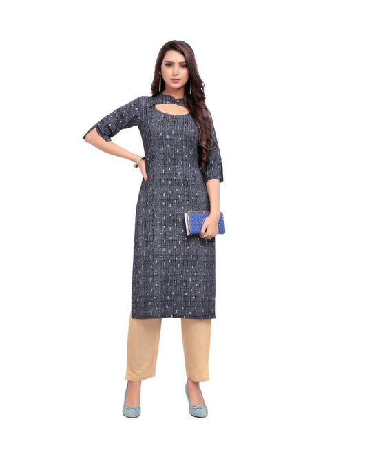 Blue Foil Printed Rayon Kurti | Sudathi