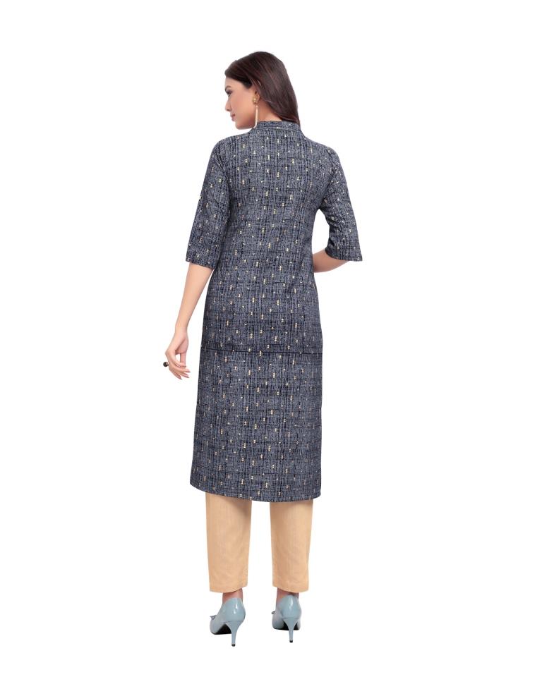 Blue Foil Printed Rayon Kurti | Sudathi