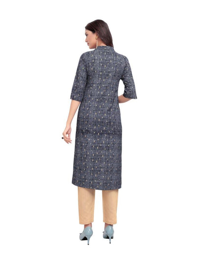 Blue Foil Printed Rayon Kurti | Sudathi