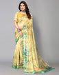 Yellow Silk Floral Printed Saree