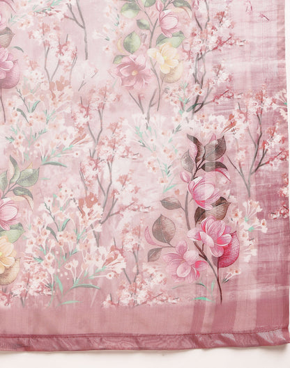 Dusty Pink Silk Floral Printed Saree