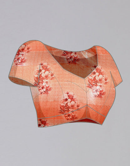 Orange Silk Floral Printed Saree