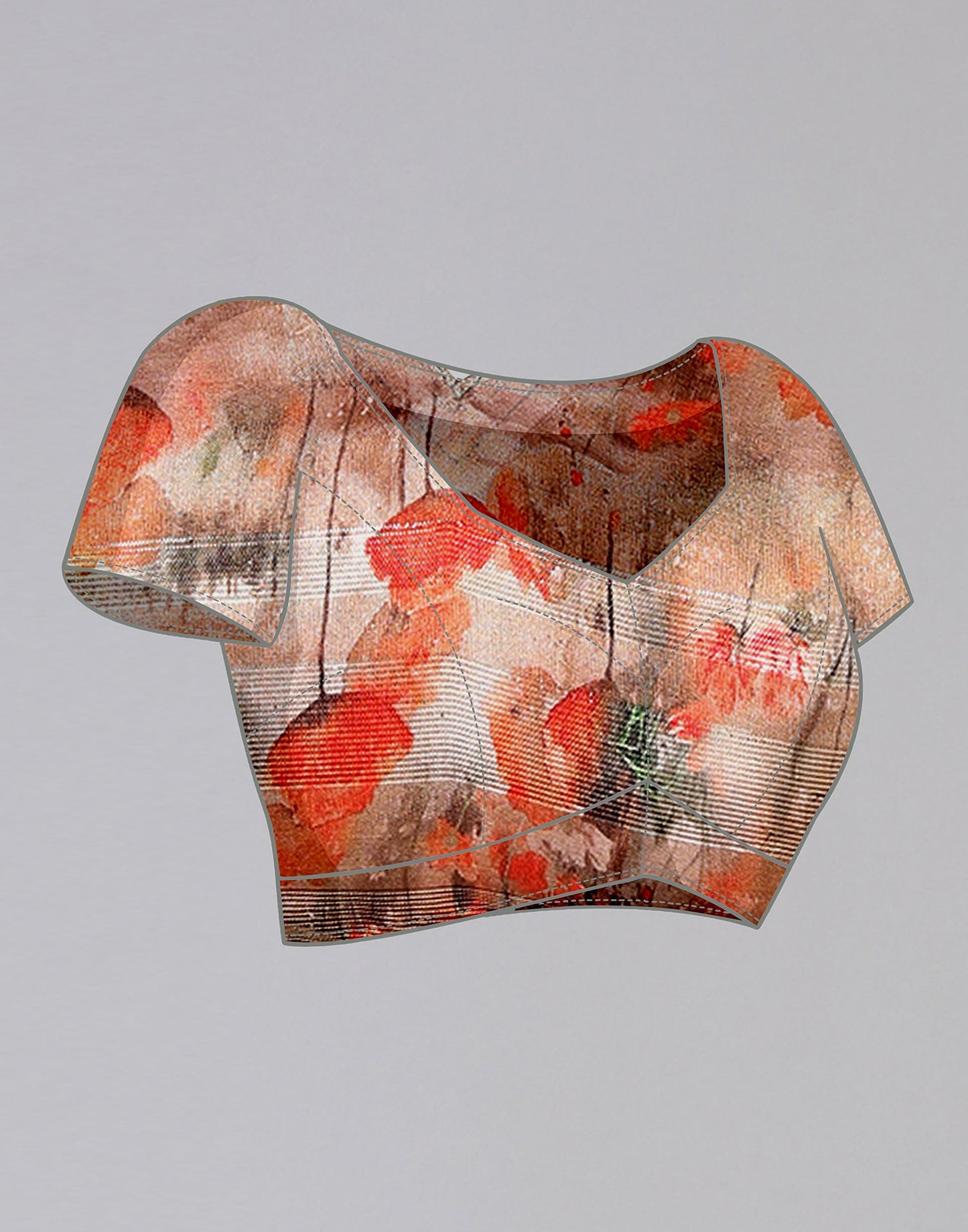 Grey Silk Floral Printed Saree