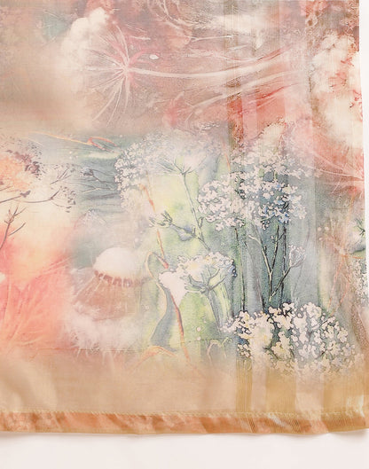 Golden Silk Floral Printed Saree