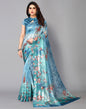 Light Blue Silk Floral Printed Saree