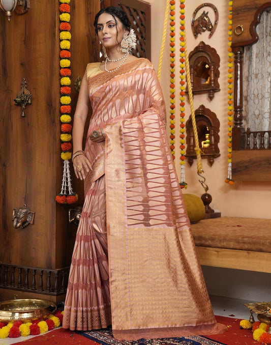 Light Pink Banarasi Silk Saree | Leemboodi