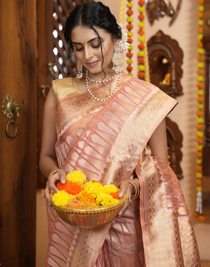 Light Pink Banarasi Silk Saree | Leemboodi